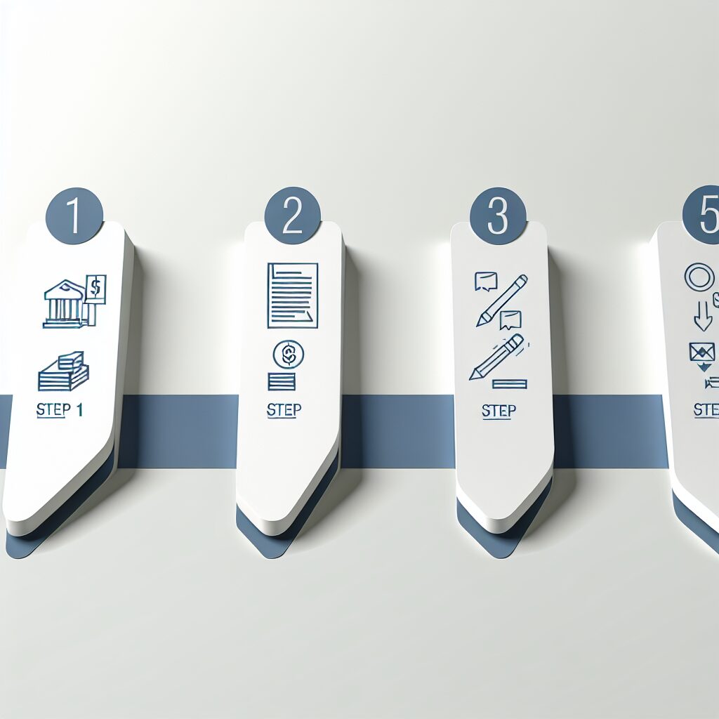 月5万円達成までの5ステップの流れを示したイメージ図