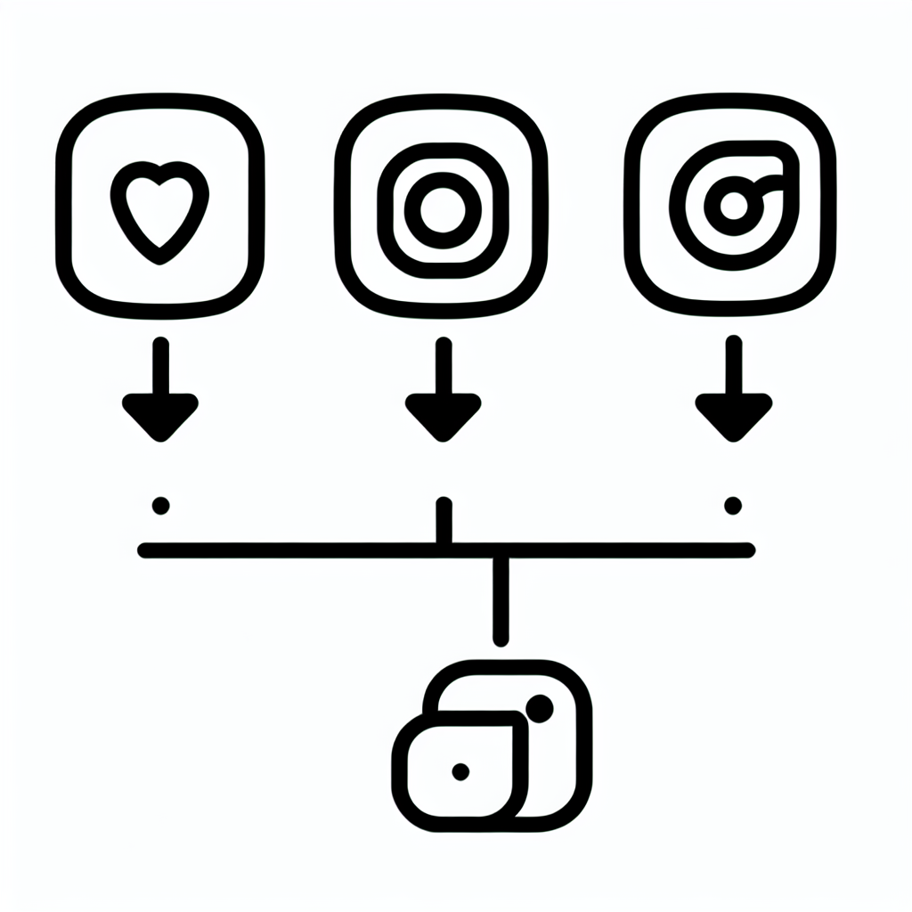インスタ自動化ツールの3種類（自動アクション・予約投稿・分析）の関係図