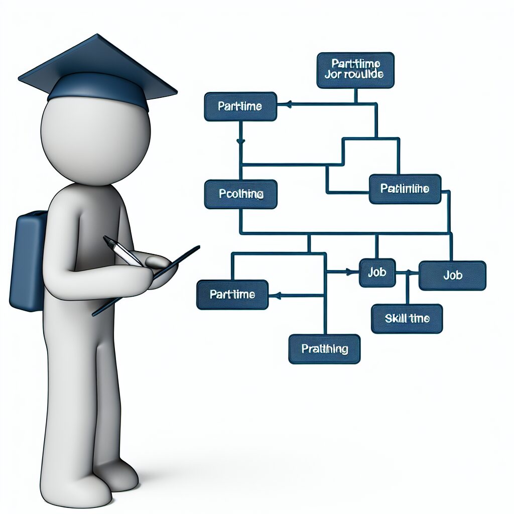 大学生がスキルアップバイトを選ぶステップのイメージ図